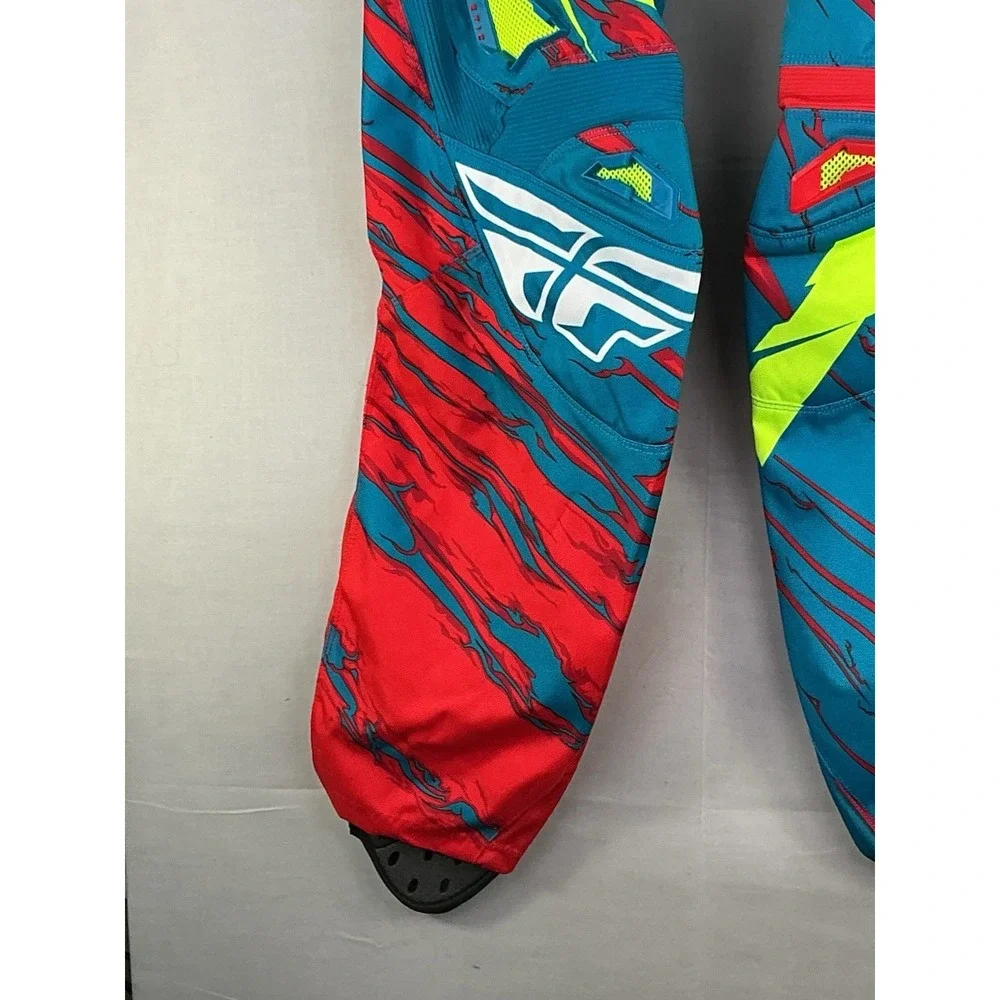 Fly Racing Kinetic Relapse MX Pants Mens 34 Teal Red Hi-Vis Motocross NWT